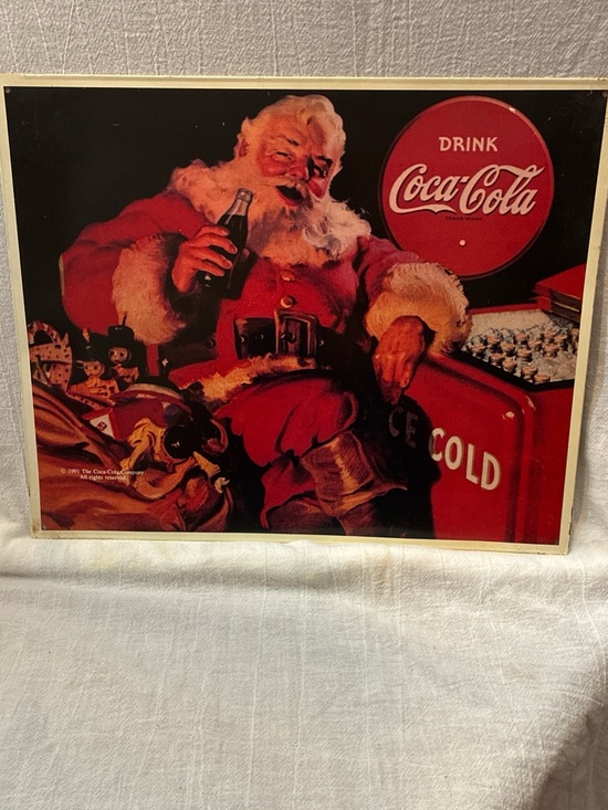 Coca Cola Other - Vintage Coca-Cola Santa Christmas Holiday Art Print Metal Sign 1991
